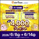 ポイントタウン新規会員登録で4000円